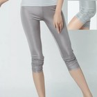 Womens Mulberry Silk Leggings  Breathable Capri Pants Health Care Elastic Waist