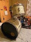 Vintage 1960 s Ludwig Drum Set White Marine Pearl Keystone Badge Nice   