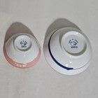 Japanese Porcelain Maneki Neko  lucky Cat  Bowls Set Of 2 Blue Pink Kitty Cats 