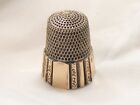 Estate Vintage Sterling Silver Size 9 Simons Bros With 14k Gold Design Thimble