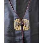 Vtg Korean Hanbok Jeogori Navy Blue Jacquard Jacket Embroidered Frog Closure