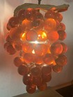 Swag Lamp With Lucite Acrylic Red Grape Cluster Hanging Vintage Mcm