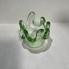 Fire And Light Recycled Glass Green Splash Votive Candle Holder Signed
