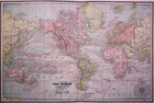 Antique 1891 Map Of The World Including Its Ocean Currents - 14x22