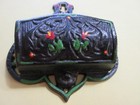Vintage Wilton Hand Painted Cast Iron Wall Mount Match Holder Safe