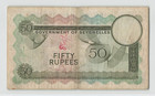 Seychelles 50 Rupees 1968  P-17a  Scarce First Date  A 1 021795  Qeii Note 