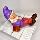 Vintage 9  Ceramic Garden Gnome 1970s Hand Painted Dwarf Elf  Sleeping Yard Art