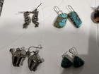 Eight Pairs Vintage Estate Earrings Sterling Silver Turquoise Southwest Native