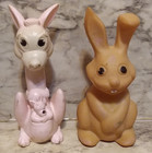 9 Vntg 50s 60s Rubber Squeaker Toys Anthropomorphic Dog  Rabbit  Swivel Giraffe