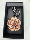 Coach Nib Vintage Tea Rose Flower Bag Charm Leather Keychain Ih  Nwt