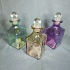 Set 3 Pc Lustrous Square Glass Bottles With Stoppers 5 5 