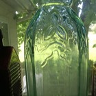 1870 Applied Lip 6 Sided Cathedral Pickle Bottle W gothic Windows As Is Crack