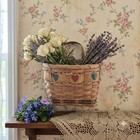 Woven Pocket Basket Wall Hanging Tabletop Primitive Country Hearts 1980s Decor