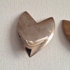 Vintage 1980s Modernist Sculptural Brass Symmetric Clip On Heart Earrings