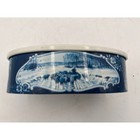 Droste Haarlem Holland Vintage Oval Metal Tin Blue White Nautical Sailing Ship