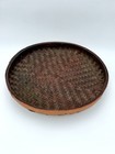 Vintage Shallow Large Round Wicker Woven Basket