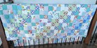 Vintage Quilt Patchwork Diagonal Square Feedsack   Floral Stripe Cutter Damage