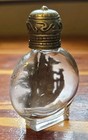 Vintage Jj Jonette Pewter Castle Perfume Bottle Glass Miniature Signed Jj 2 75in