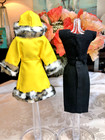 Vintage Barbie Fashion Great Coat   Black Pak Pieces Excellent Nm mint Cond 