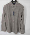 New Polo Ralph Lauren Mens Xxl Brown Gingham Classic Fit Long Sleeve Shirt Nwt
