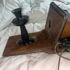 Antique Wooden Electric Wall-mounted Telephone W Bells box hold Button  shelf Vg