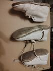 Vintage White Leather Baby Shoes 3  Shoes differnt Sizes Unknown Brands