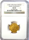 1350-1439 Italy Papal States Gold Ducat Jesus Christ Coin - Certified Ngc Au50