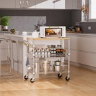 Rolling Kitchen Carts On Wheels 3 Tier Utility Cart W  Wood Top 650lbs Capacity 
