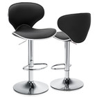 Set Of 2 Leather Swivel Bar Stool Modern Adjustable Kitchen Counter Height Chair
