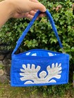 Michael John Gillan Blue White Ulu Breadfruit Quilted Hawaiian Applique Wristlet