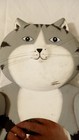 Rare Wooden Primitive Cat Folk Art Painted Wall Hanging Mirror Coat Hanger 24 