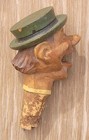 Vintage Hand Carved Wood Head Liquor Wine Bottle Stopper Spout Pourer Cork