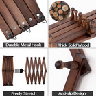 Hat Rack For Wall  Expandable Wall Hat Holder With 16 Hooks  16 Inch Wooden Wall
