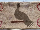 Vintage Folk Art Hook Rug Bird On Branch Flowers