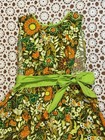 Design House Japan Vintage 70s Floral Smock Apron Dress Hippie Vibrant Cotton