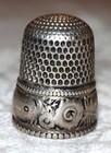 Old Beauty  Sterling Thimble W basket Keeper holder Patent Date Dec 3  1889