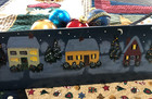 Vtg Wood Hand Painted Winter Christmas Scene 22 5  Wall Hanging Plaque Signed