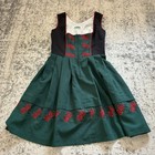 Vintage Trachten German Drindl Dress Oktoberfest Roses Green 34 Us 6 Alpentraum