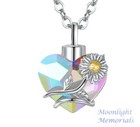 New Flower Heart Daisy Crystal Wrap Cremation Urn  Ashes Memorial Necklace