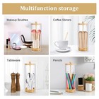 Straw Holder Dispenser For Counter - Drinking Straw Dispenser With Bamboo8332