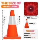 20 Pack 18  Heavy Duty Traffic Safety Cones 2 97lbs Weight w Reflective Collar
