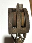 Vintage Crosby Western Double Wooden Pulley Block With Hook Industrial Nautical