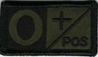 Olive Green Black Blood Type O  Positive Patch For Velcro   Brand Hook Fastener