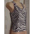 Baltogs Adult L White   Black Zebra Stripe Dance Top Shirt Front Lined