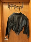 Vintage 80s Black Leather Fringe Crop Jacket Nwt An 80s Size Large         Inches