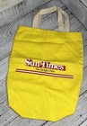 Vintage Sun Times Newspaper Bright Yellow Canvas Bag W  Straps 18    X 13    As Is    