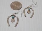 Vintage Pawn Navajo Indian Sandcast Sterling Silver Turquoise Naja Earrings
