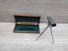 Vintage Style Chrome Spyglass Telescope With Tripod   Wooden Storage Box