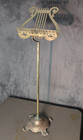 Vintage Brass Metal Lyre Harp Shaped Sheet Music Stand Adjustable