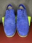 Alpine Swiss Mens Blue Suede Wingtip Brogue Oxford Size 12 Genuine Leather Upper